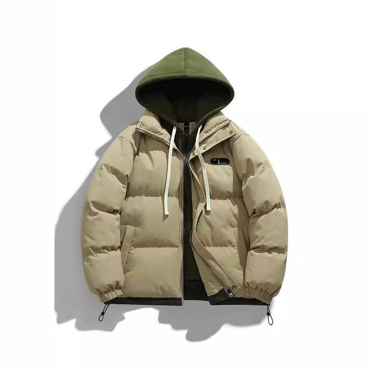 Herr Two-lager quiltad Jacka med Avtagbar Fleece Huva och Värmande Isolering