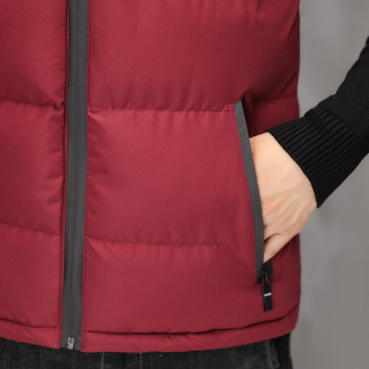 Herr Quiltad Termisk Väst med Stående Krage och Zippered Fickor