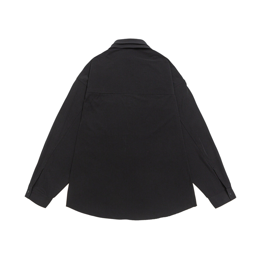 Unisex Oversized Skjorta Jacka med Tryckknapp Knapp Fram och Lapp Bröstficka