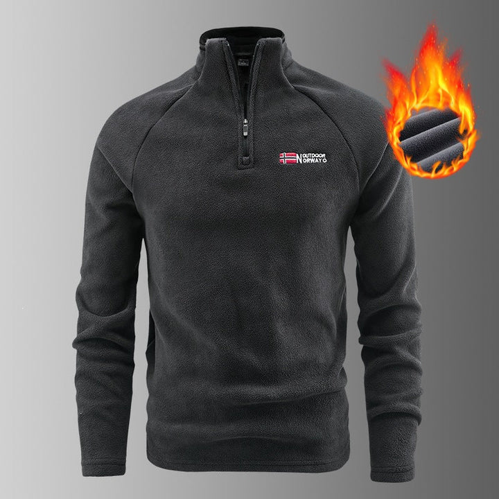 Herr Fleece Halv Dragkedja Pullover med Ståkrage och Andningsbar Thermofleece
