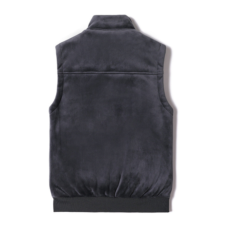 Herr Sleeveless Termisk Fleece Väst med Sherpa Foder och Standing Krage