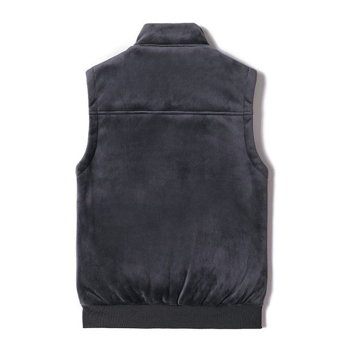 Herr Sleeveless Termisk Fleece Väst med Sherpa Foder och Standing Krage
