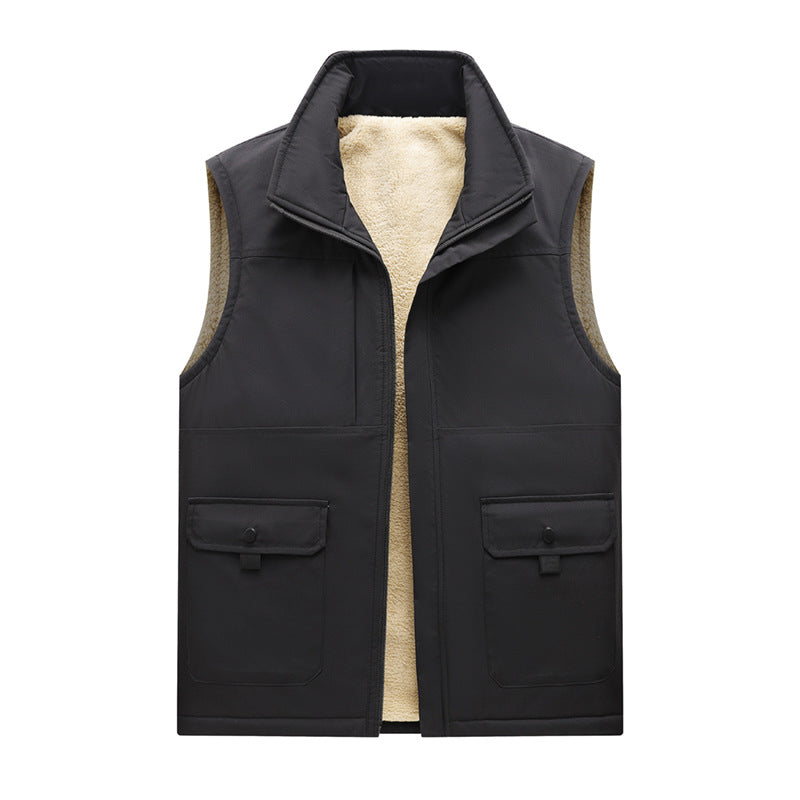 Herr Insulated Utomhus Utility Väst med Teddyfoder och Fram Lock Fickor