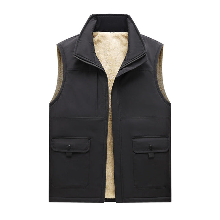 Herr Insulated Utomhus Utility Väst med Teddyfoder och Fram Lock Fickor