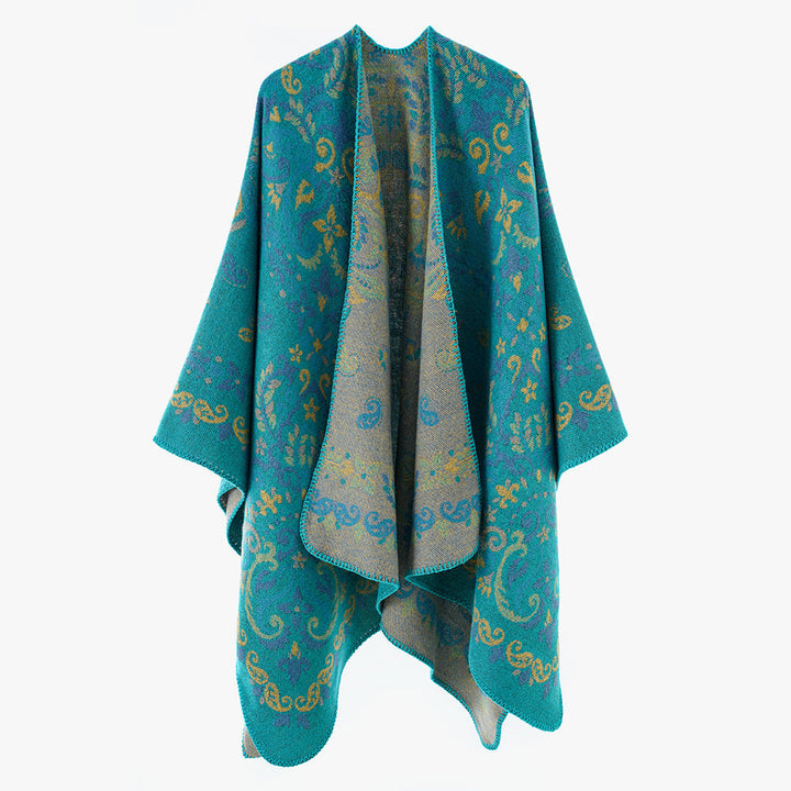Dam Reversible Ornamental capeponcho med Fine Jacquard Structure