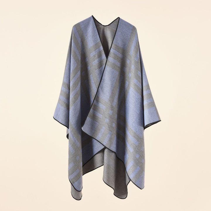 Dam Fine Jacquard kimono Cape med kontrasterande Overlock Edge