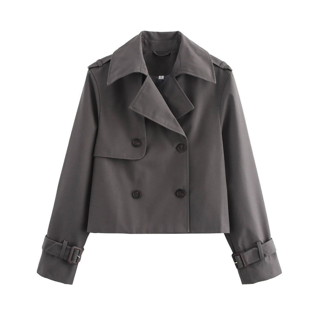Dam Kort Trenchcoat i Boxig Skärning med Double Breasted och Cuff Straps