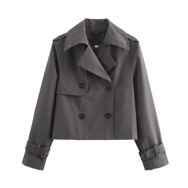 Dam Kort Trenchcoat i Boxig Skärning med Double Breasted och Cuff Straps