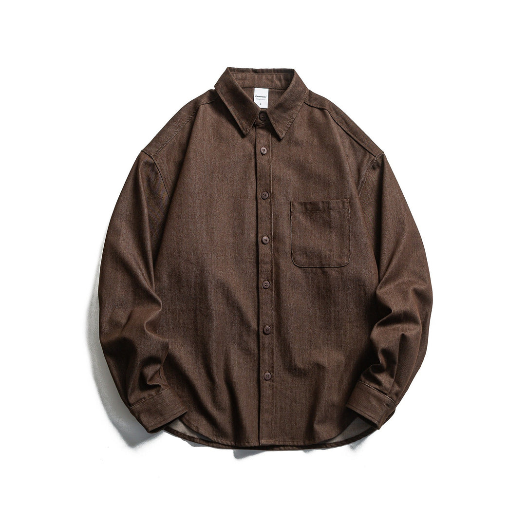 Herr boxig skjortjacka tillverkad av stadig twill med rounded fåll