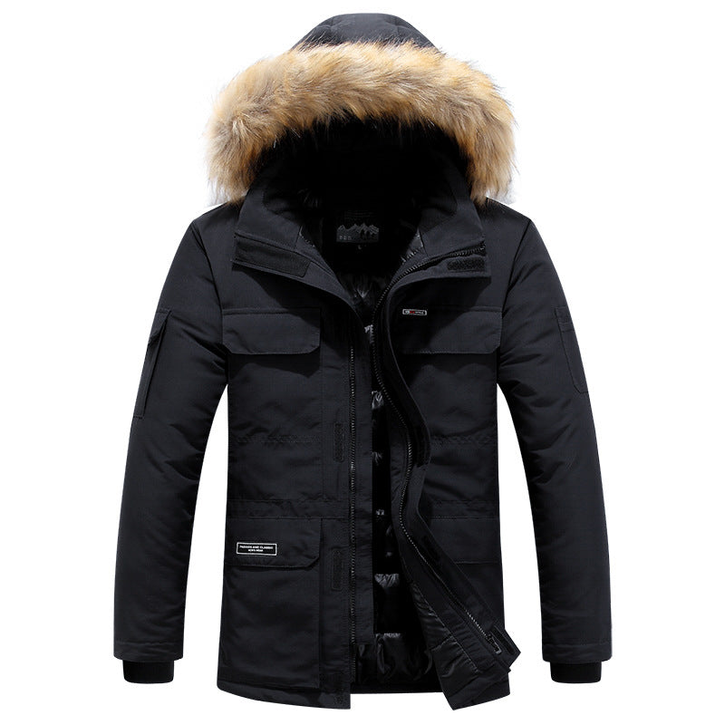 Herr Vadderad Parkas med Imitation Päls Huva, Vind och Vattenresistent Skal