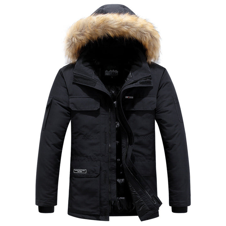 Herr Vadderad Parkas med Imitation Päls Huva, Vind och Vattenresistent Skal