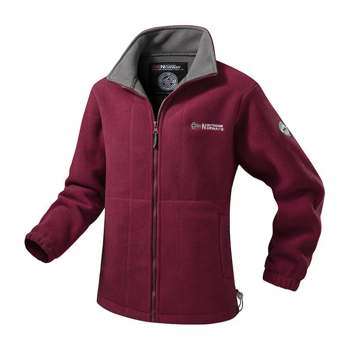 Herr Robust Trekking Fleece Jacka med Hög Ståkrage, Fullängd Dragkedja &amp; Praktisk Sidofickor