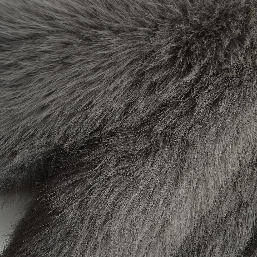 Dam Kort Faux Fur Jacka med Voluminous Ärmar och Round Neckline