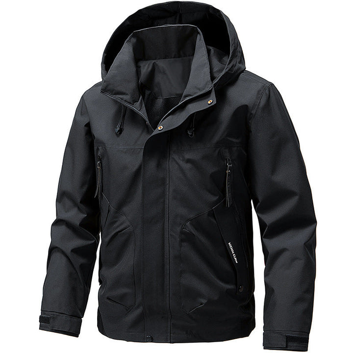 Herr ventilerande softshell utomhusjacka med vindtät Membran, justerbar huva och fickor med dragkedja