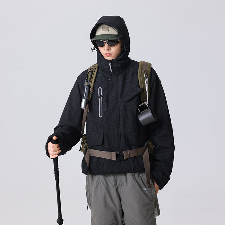 Herr Urban-Teknisk Fält Parkas med Hög Closing Krage, Angled Bröstficka och Dold Dragkedjor