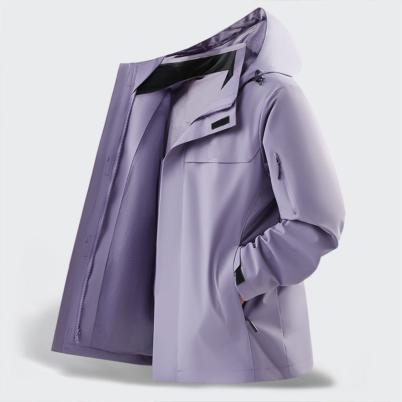Herr Lätt Water-Repellent med Huva Softshell Övergångsjacka med Mesh Foder &amp; Utility Fickor