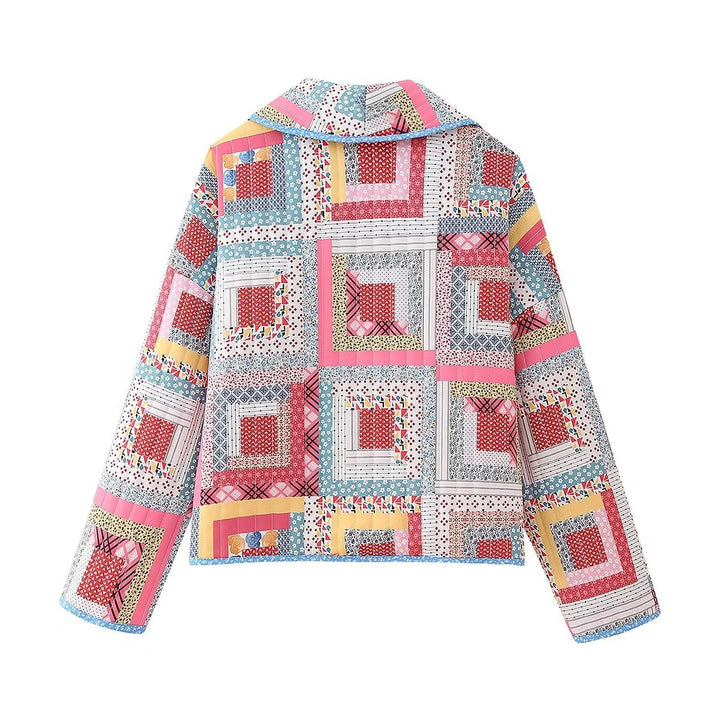 Dam Patchwork Kimono Jacka med Loose Kort Silhuett