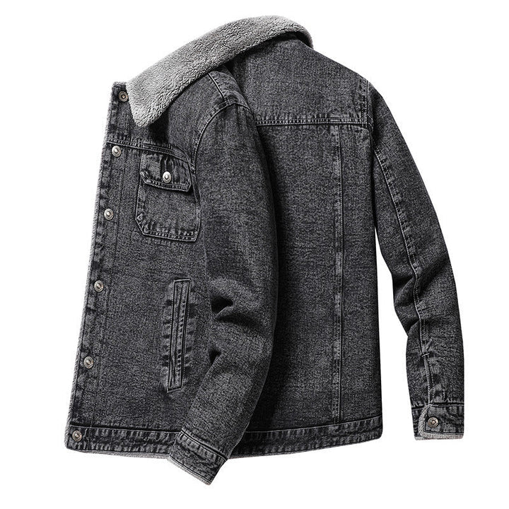 Herr overshirt Jacka tillverkad av Denim med teddyfoder och Sherpa krage