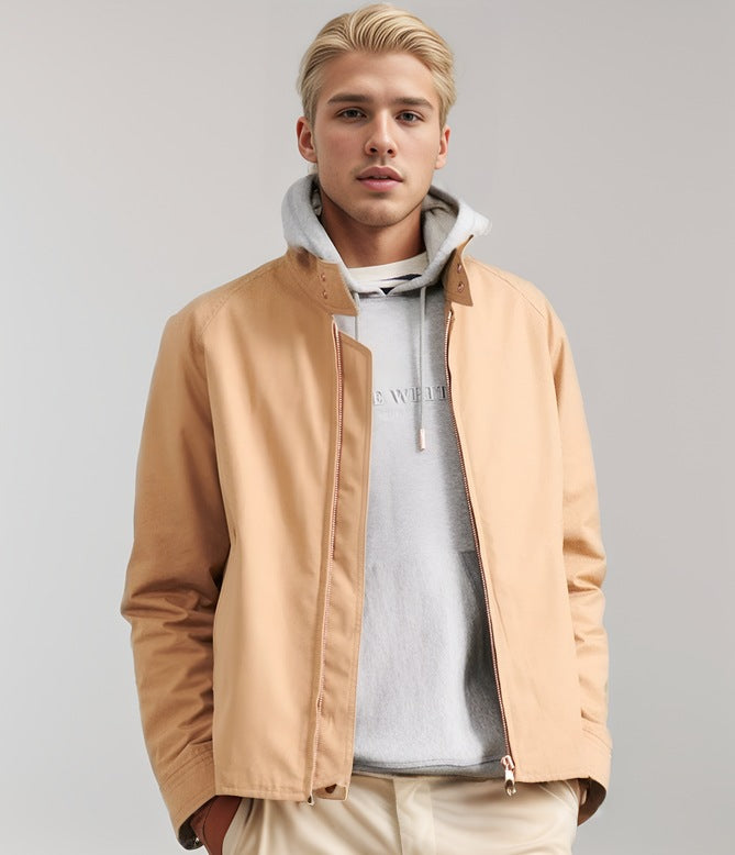 Herr Short Jacka i Blouson Stil med Manchester Krage och Metal Zip