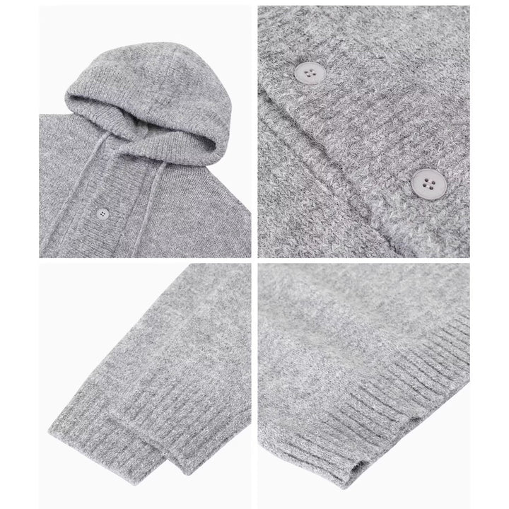 Herr Modern Chunky Stickad Tröja med Huva
