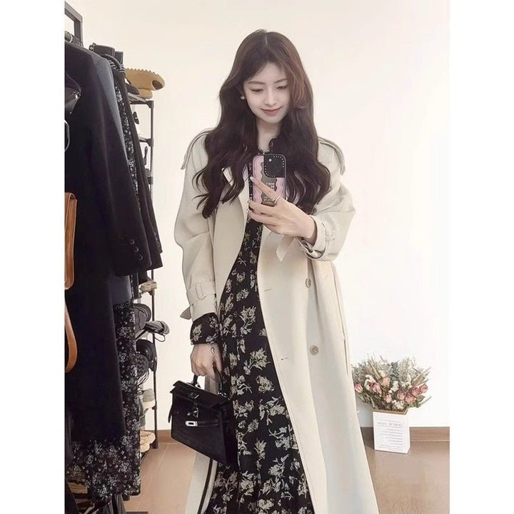 Dam lång oversize trenchcoat med Balloon ärmar och knytband