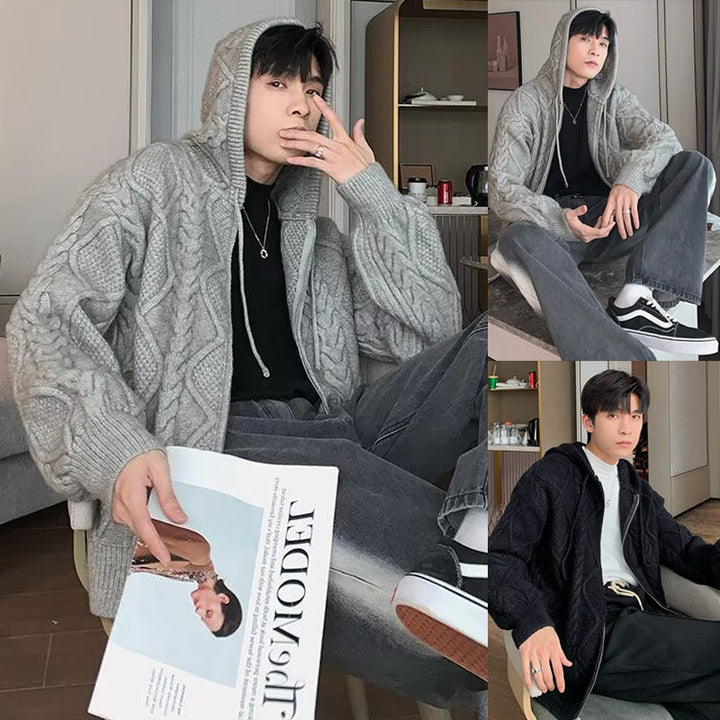 Herr Chunky Stickad Luvtröja