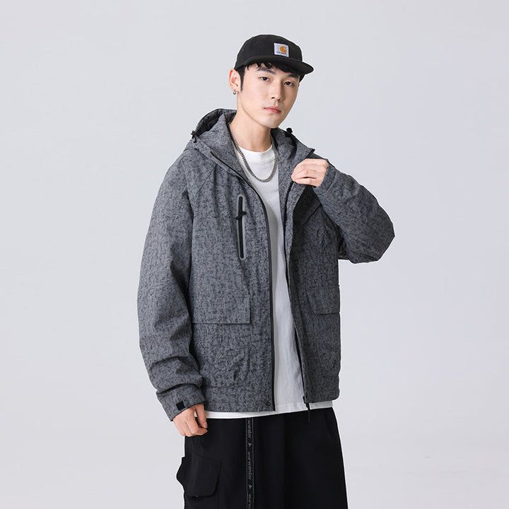 Herr Urban-Teknisk Fält Parkas med Hög Closing Krage, Angled Bröstficka och Dold Dragkedjor