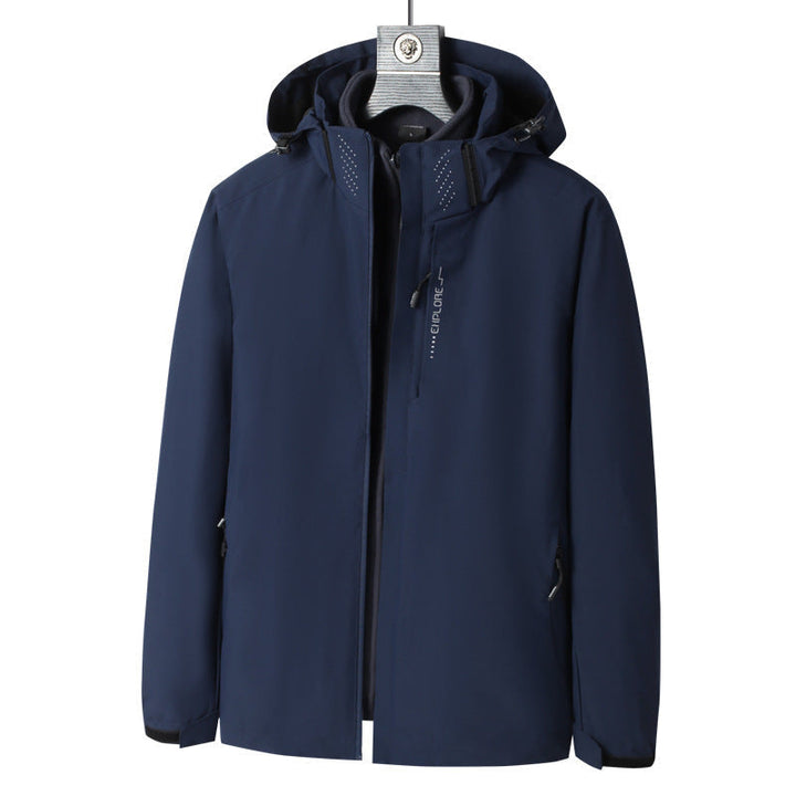Herr Wind och Water-Resistant Jacka med Huva med Ergonomic Skärning och Concealed Dragkedja