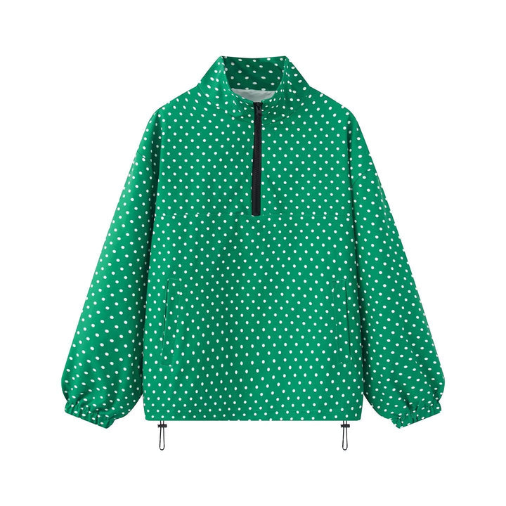 Dam Lätt Dotted Anorak med Halv Dragkedja och Dragsko