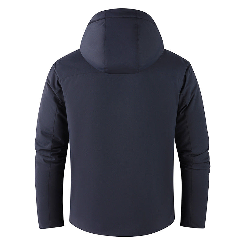 Herr Plysch Fodrad Vinter Parkas med Huva, Vindtät Skal &amp; Dold Fram Slå