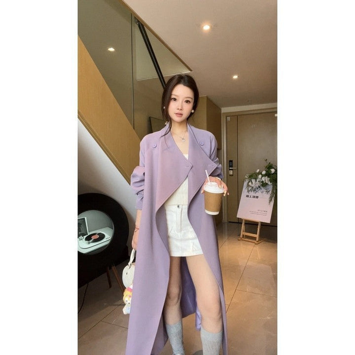 Dam Maxi trenchcoat med Waterfall krage och Gathered ärmar
