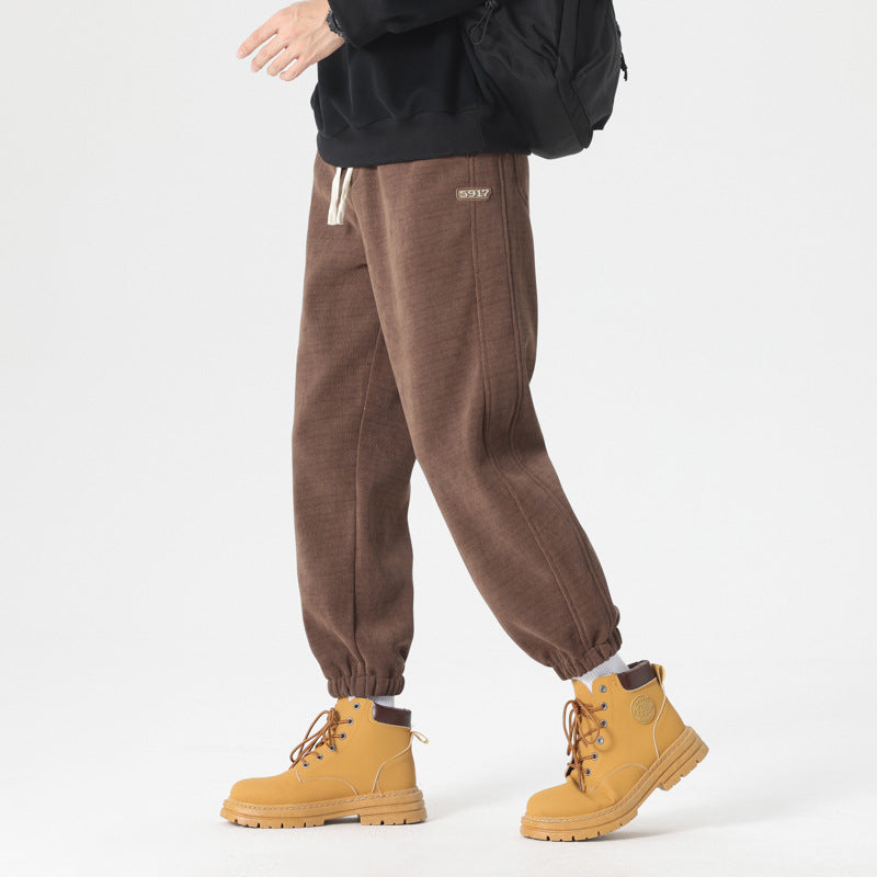 Herr Bekväm Sweat Jogging Byxor med Elastic Dragsko, Pre-Shaped Sömmar, och Ribbstickade Muddar