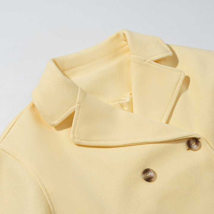 Dam kort oversize ullblandning Double-Breasted med vid Lapel