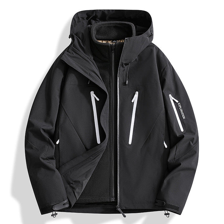 Herr two-in-one softshell utomhusjacka med avtagbar fleece inner jacka och vattentät dragkedjas