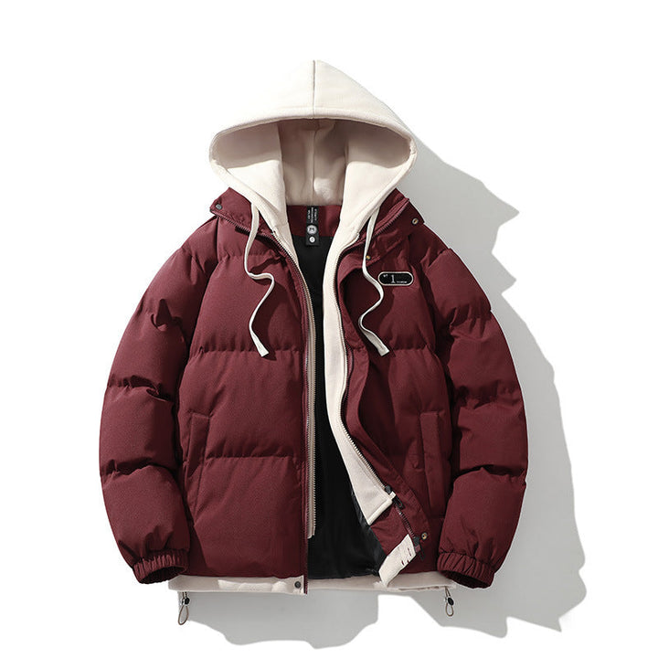 Herr Two-lager quiltad Jacka med Avtagbar Fleece Huva och Värmande Isolering