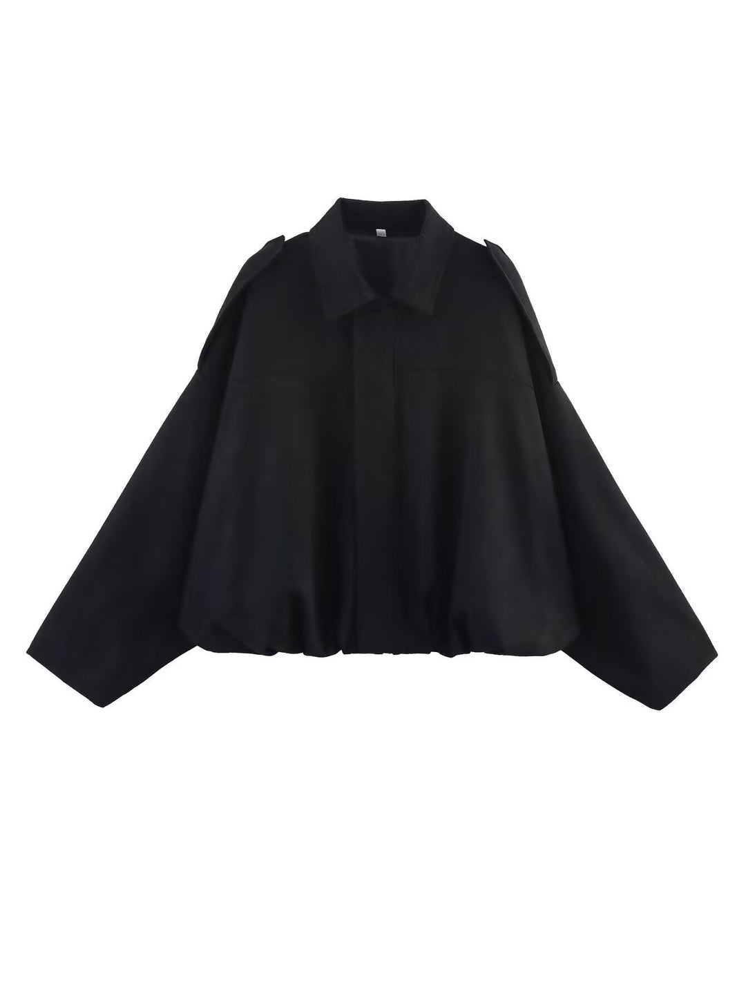Dam 1000+ Wide-Skärning Kort Blouson Jacka i Cape Look med Shoulder Straps och Gathered Nederkant