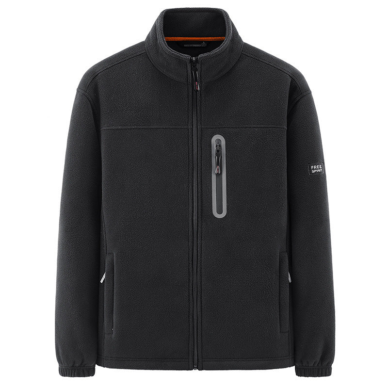 Herr Insulating Microfleece Funktionell Jacka med Vattentät Bröstficka och Ståkrage