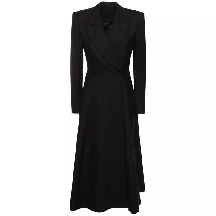 Dam längre skräddad blazer kappa med maxi length och structured shoulders