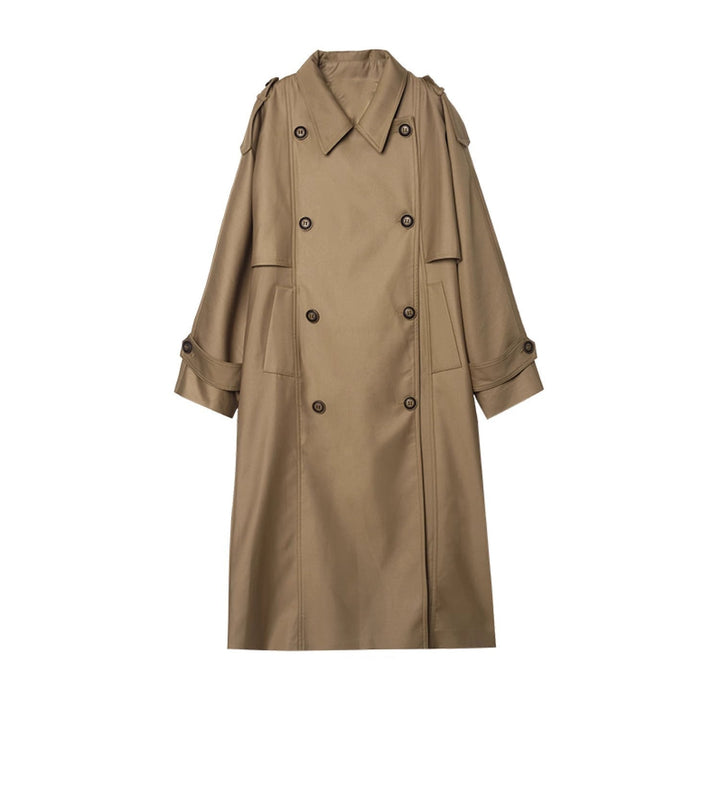 Dam lång oversize trenchcoat in Vegan läderlook med Ties bälte och vid Lapel