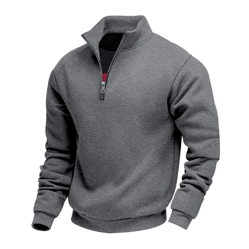 Herr Lätt Fleece Pullover med Ståkrage och Halv-Length Dragkedja