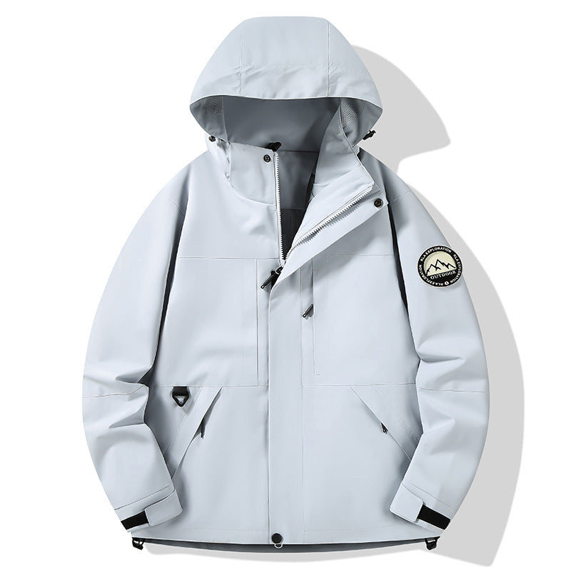 Dam vattentät hardshell utomhusjacka med huva och multifunction fickor
