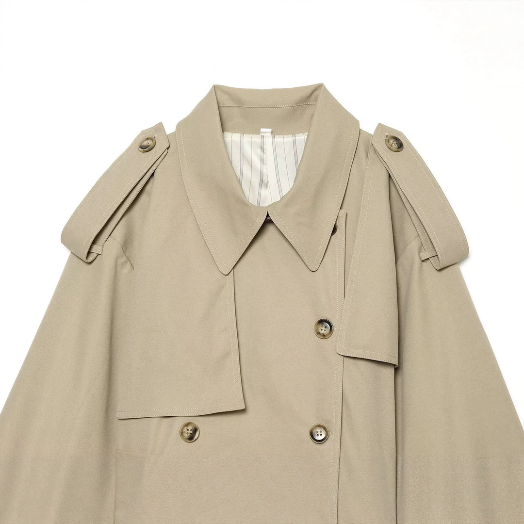 Dam Kort Trench Cape med Fitted Tie Belt