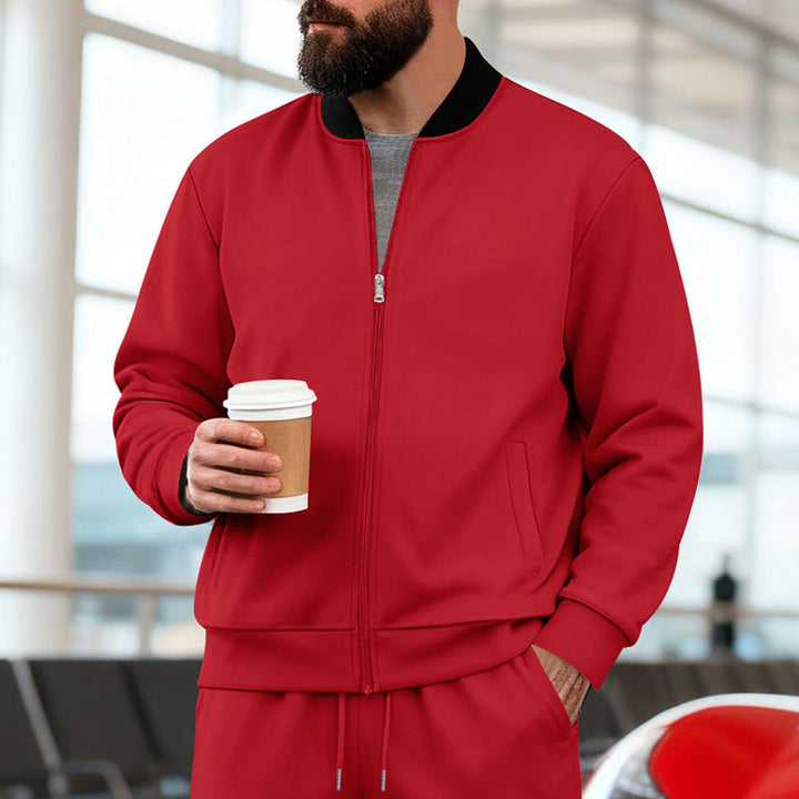 Herr Nan Urban Sweat Track Jacka med Ståkrage Concealed Dragkedja Elastic Rib Muddar och Sidofickor