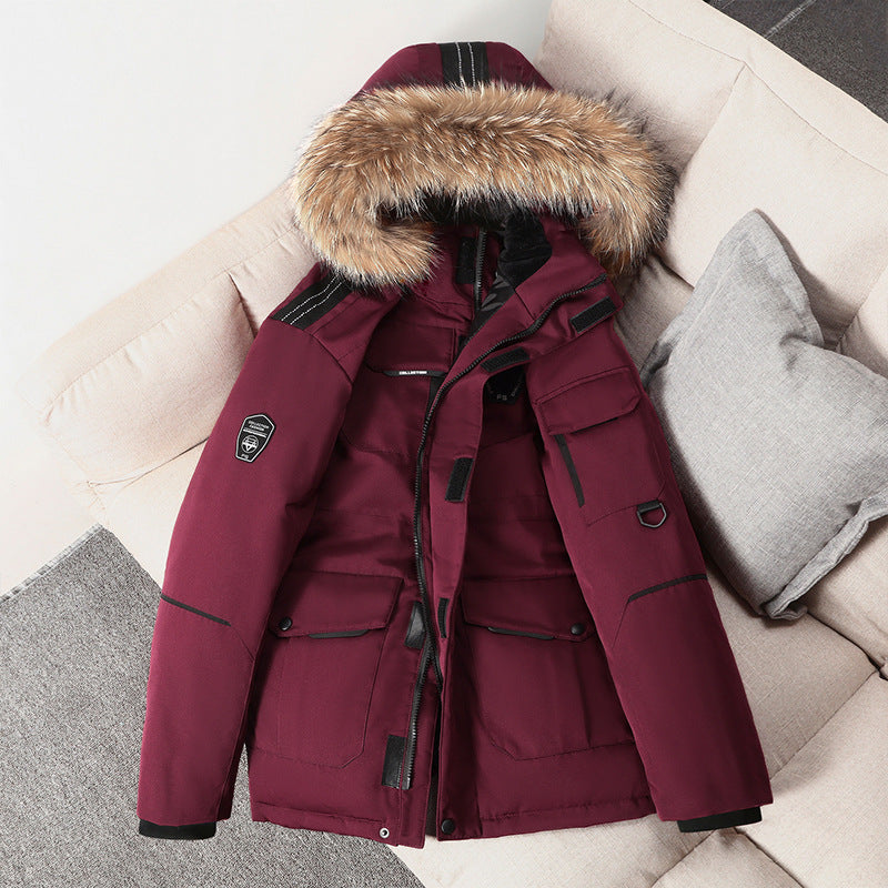Herr Technical Insulated Vinter Parka med Uttagbar Faux Fur Huva och Multifunctional Fickor