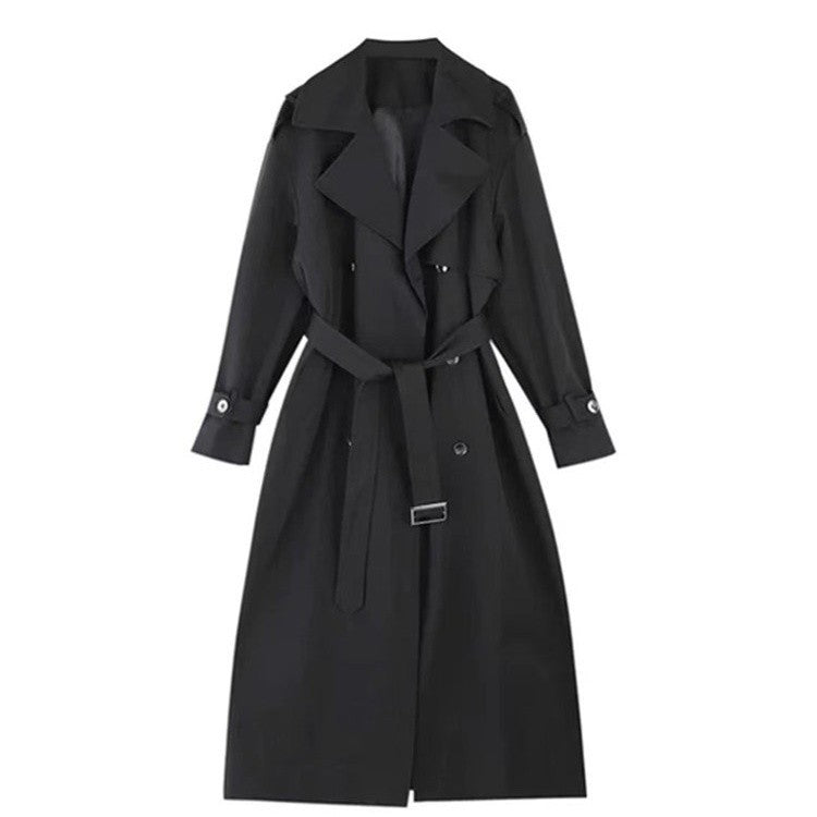 Dam elegant bomull Blend trenchcoat med Asymmetrical Shoulder Flap och knytband