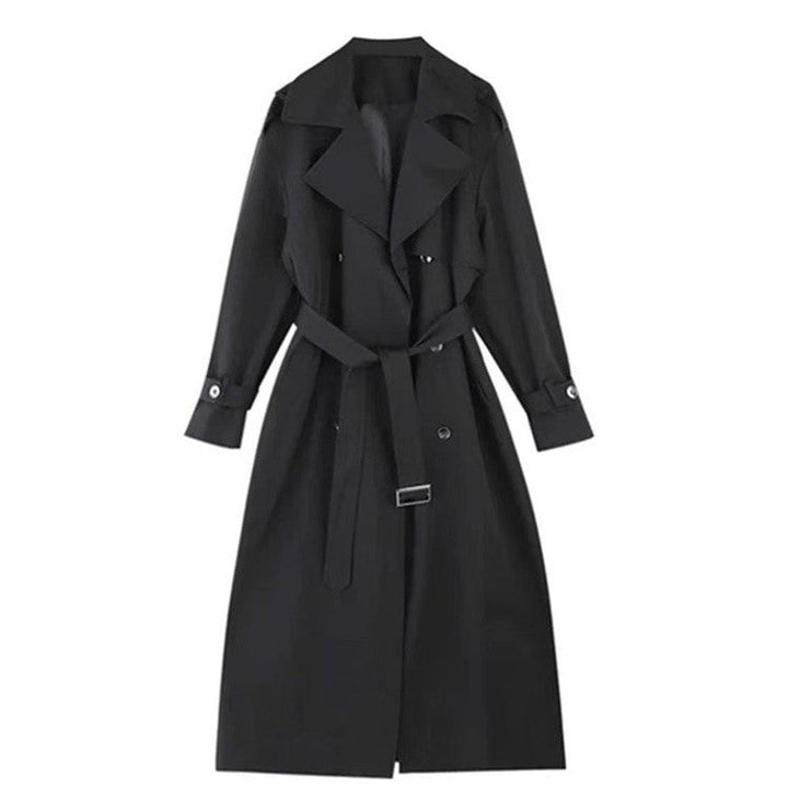 Dam elegant bomull Blend trenchcoat med Asymmetrical Shoulder Flap och knytband