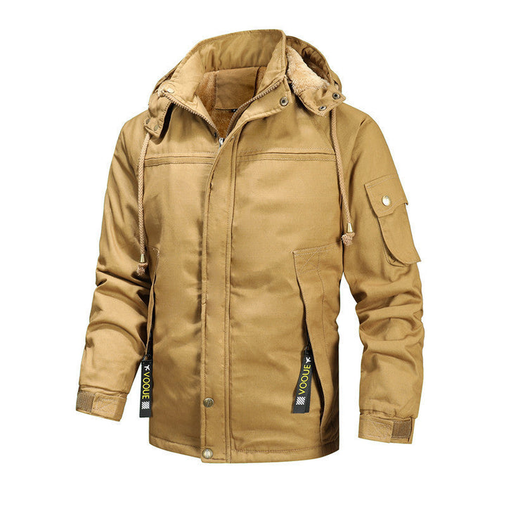 Herr Robust Vinter Parka i Urban Utility Stil med Fleecefodrad Krage och Multifunctional Fickor