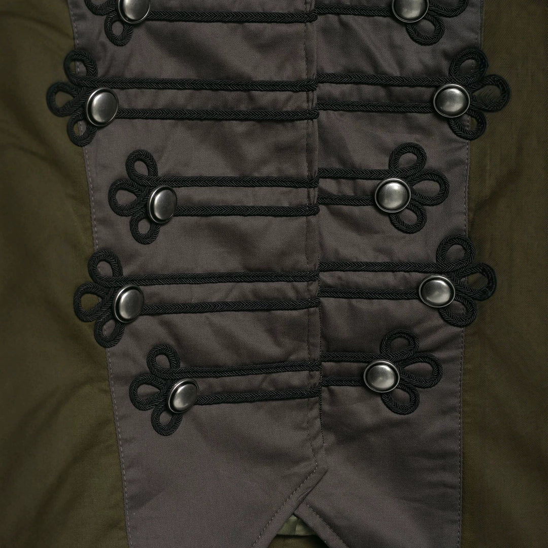 Dam Kort Jacka i Militär Stil med Ståkrage, Decorative Frog och Epaulettes