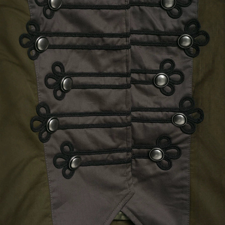 Dam Kort Jacka i Militär Stil med Ståkrage, Decorative Frog och Epaulettes