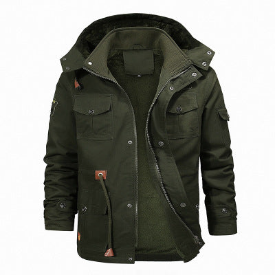 Herr Robust Canvas Fält Parka med Teddy Fleecefoder, Huva, och Multifunctional Fickor